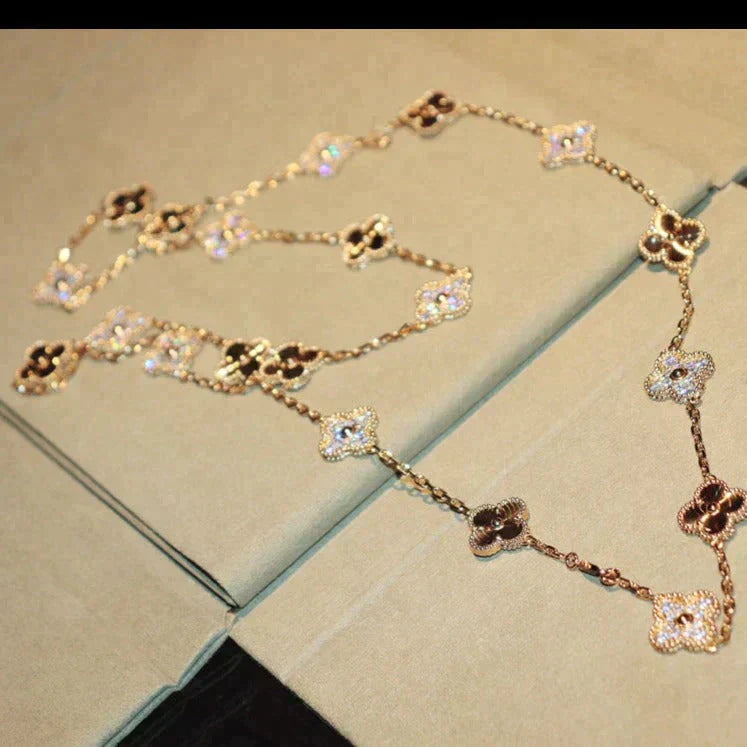 [Perla Lux]CLOVER 20 MOTIFS LASER DIAMOND NECKLACE
