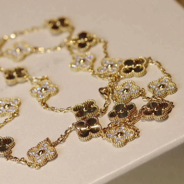 [Perla Lux]CLOVER 20 MOTIFS LASER DIAMOND NECKLACE