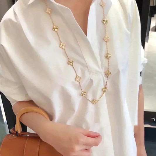 [Perla Lux]CLOVER 20 MOTIFS LASER DIAMOND NECKLACE