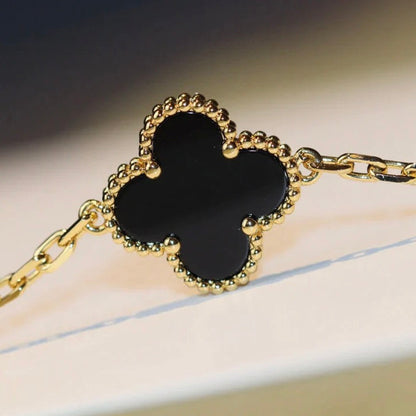 [Perla Lux]CLOVER 20 MOTIFS ONYX NECKLACE