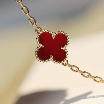 [Perla Lux]CLOVER 20 MOTIFS CARNELIAN NECKLACE