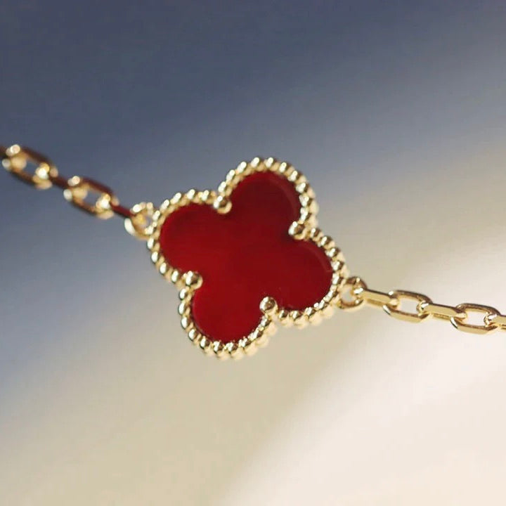 [Perla Lux]CLOVER 20 MOTIFS CARNELIAN NECKLACE