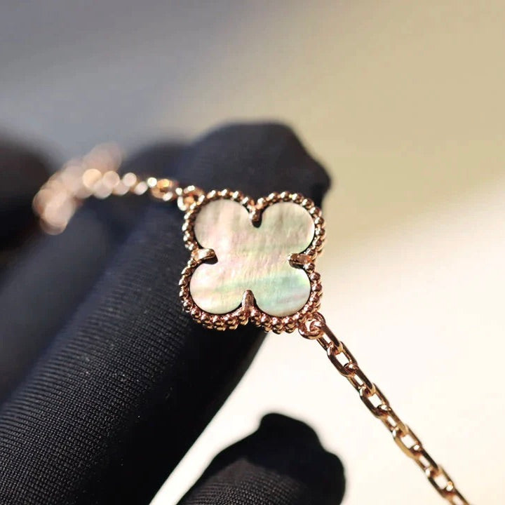 [Perla Lux]CLOVER 20 MOTIFS DARK MOP DIAMOND  NECKLACE
