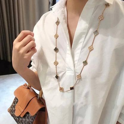 [Perla Lux]CLOVER 20 MOTIFS DARK MOP DIAMOND  NECKLACE