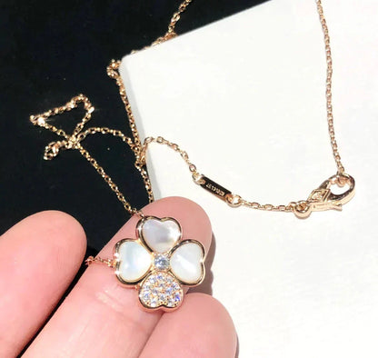 [Perla Lux]CLOVER MOP DIAMOND ROSE GOLD NECKLACE