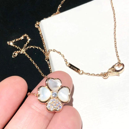 [Perla Lux]CLOVER MOP DIAMOND ROSE GOLD NECKLACE