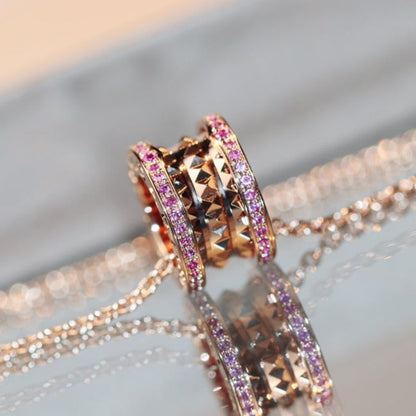 [Perla Lux]ZERO 1 ROCK PINK GOLD PINK DIAMOND NECKLACE