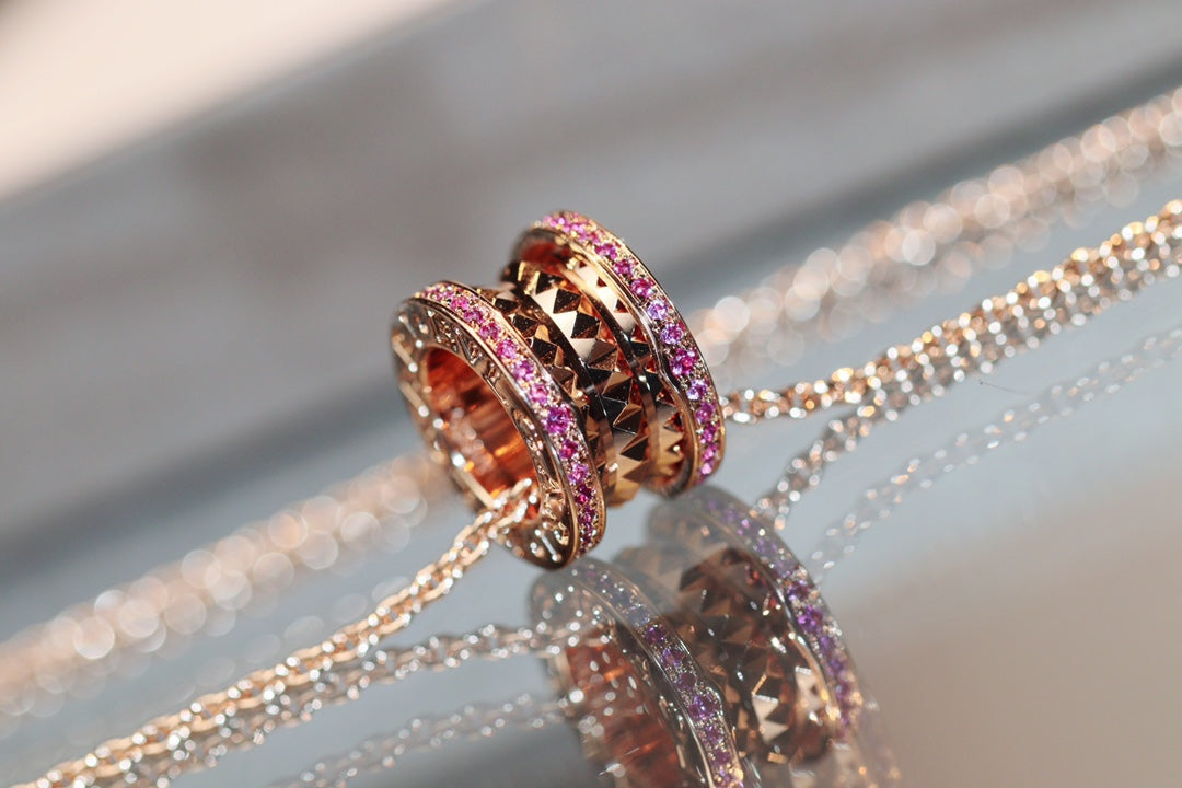 [Perla Lux]ZERO 1 ROCK PINK GOLD PINK DIAMOND NECKLACE