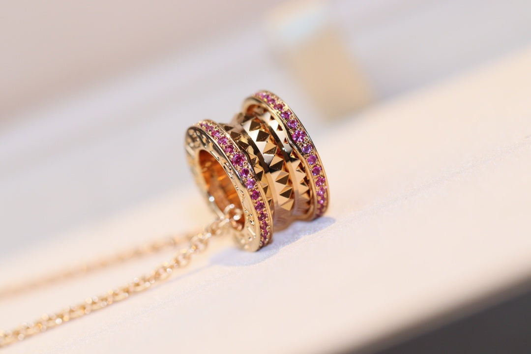 [Perla Lux]ZERO 1 ROCK PINK GOLD PINK DIAMOND NECKLACE