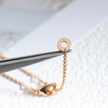 [Perla Lux]ZERO 1 WHITE CERAMIC PINK GOLD DIAMOND NECKLACE