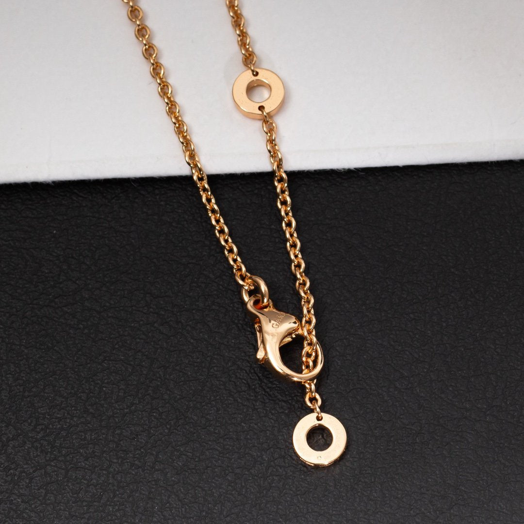 [Perla Lux]ZERO 1 WHITE CERAMIC PINK GOLD DIAMOND NECKLACE