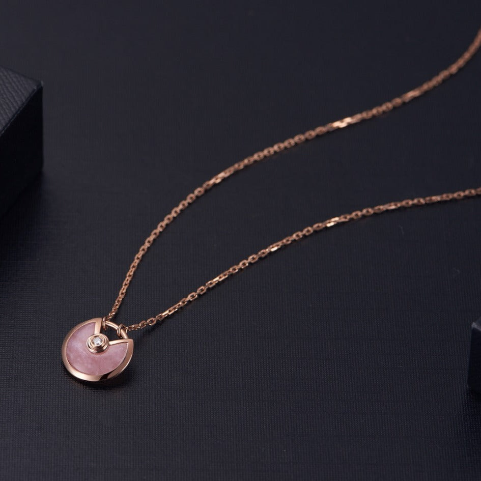 [Perla Lux]AMULETTE ROSE GOLD PINK MOP NECKLACE