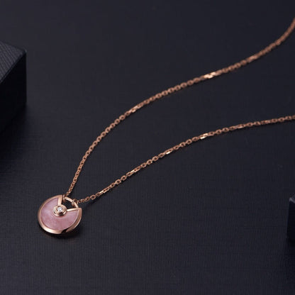 [Perla Lux]AMULETTE ROSE GOLD PINK MOP NECKLACE