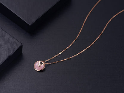 [Perla Lux]AMULETTE ROSE GOLD PINK MOP NECKLACE
