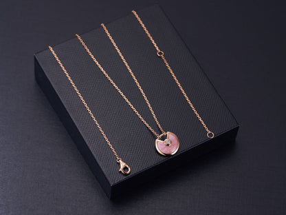 [Perla Lux]AMULETTE ROSE GOLD PINK MOP NECKLACE