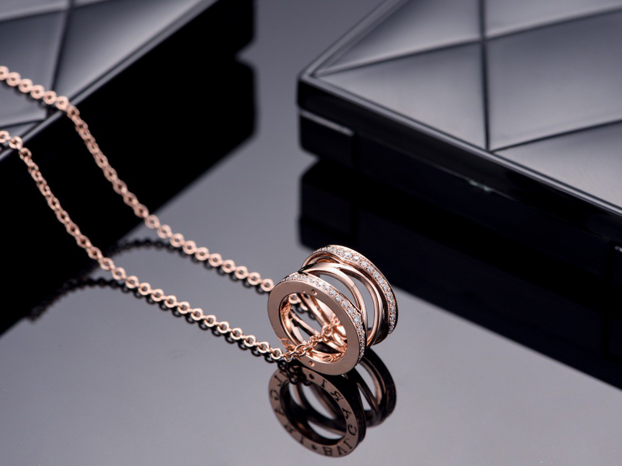[Perla Lux]ZERO 1 PINK GOLD DIAMOND OPEN NECKLACE