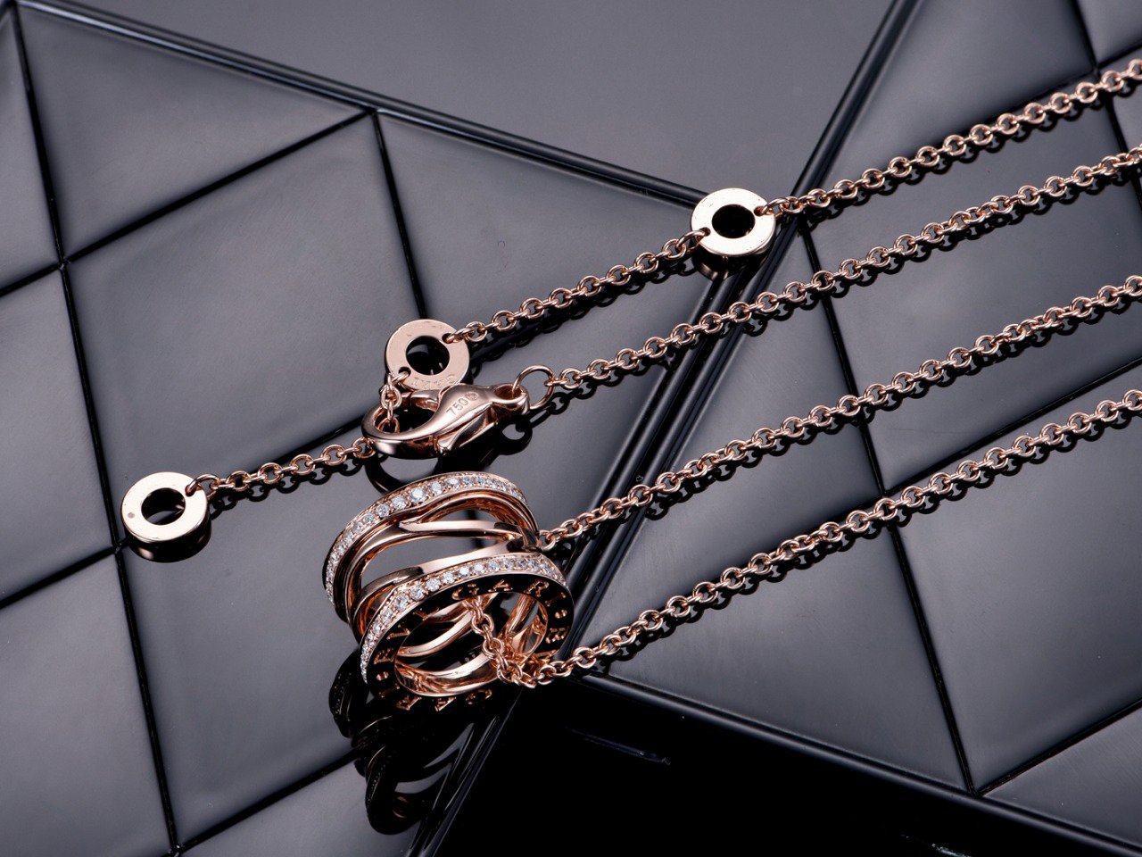 [Perla Lux]ZERO 1 PINK GOLD DIAMOND OPEN NECKLACE
