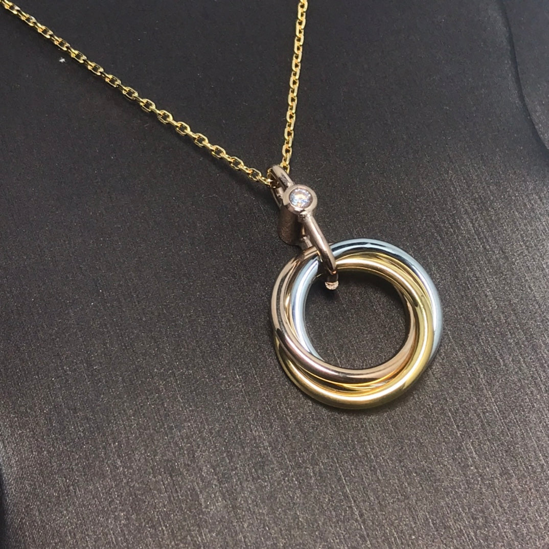 [Perla Lux]TRINITY SILVER GOLD PINK GOLD NECKLACE