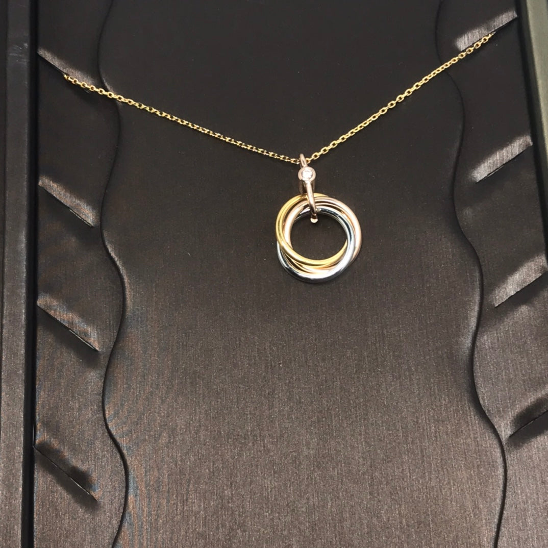 [Perla Lux]TRINITY SILVER GOLD PINK GOLD NECKLACE