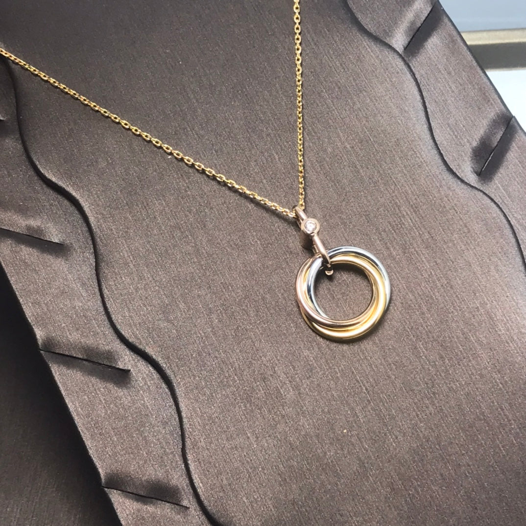 [Perla Lux]TRINITY SILVER GOLD PINK GOLD NECKLACE