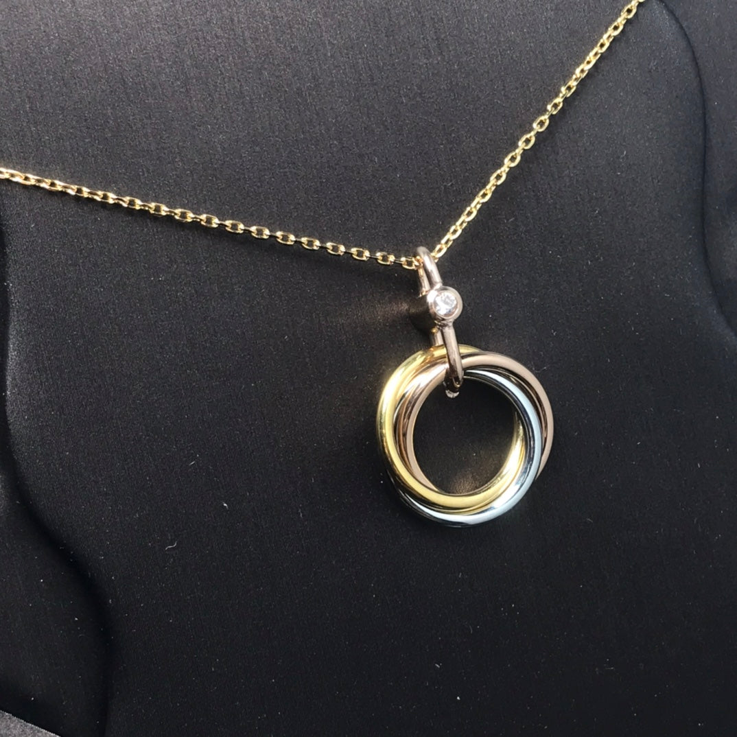 [Perla Lux]TRINITY SILVER GOLD PINK GOLD NECKLACE