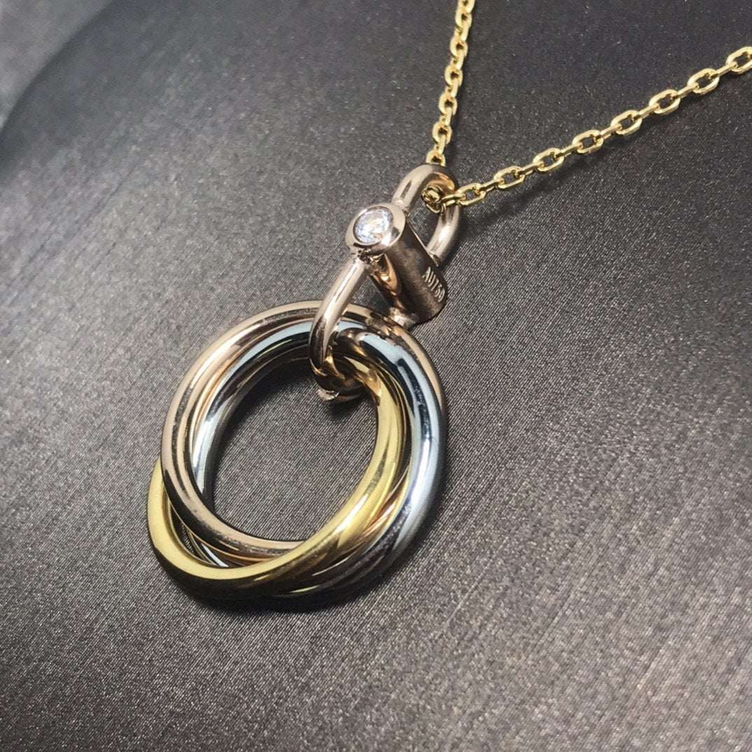 [Perla Lux]TRINITY SILVER GOLD PINK GOLD NECKLACE