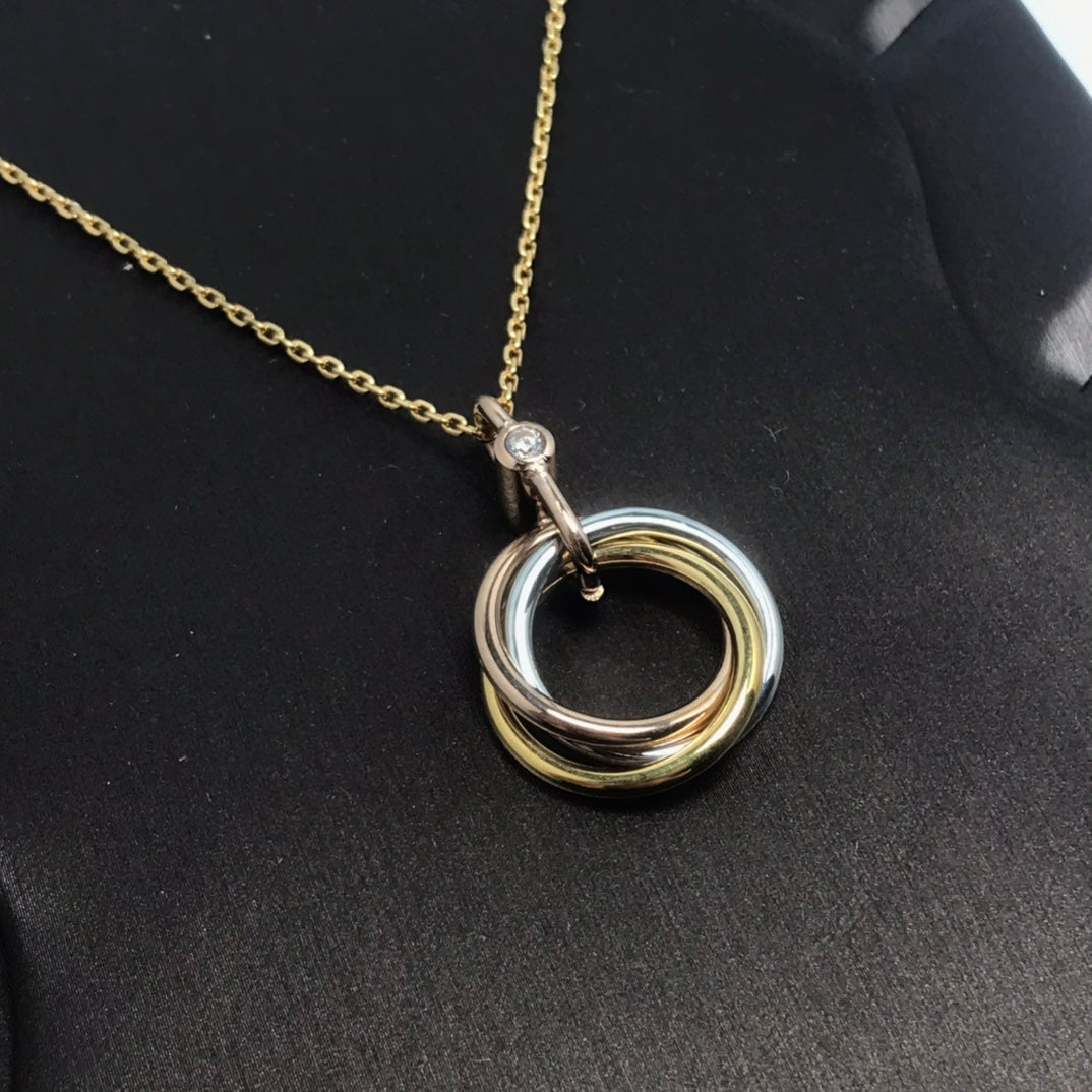 [Perla Lux]TRINITY SILVER GOLD PINK GOLD NECKLACE