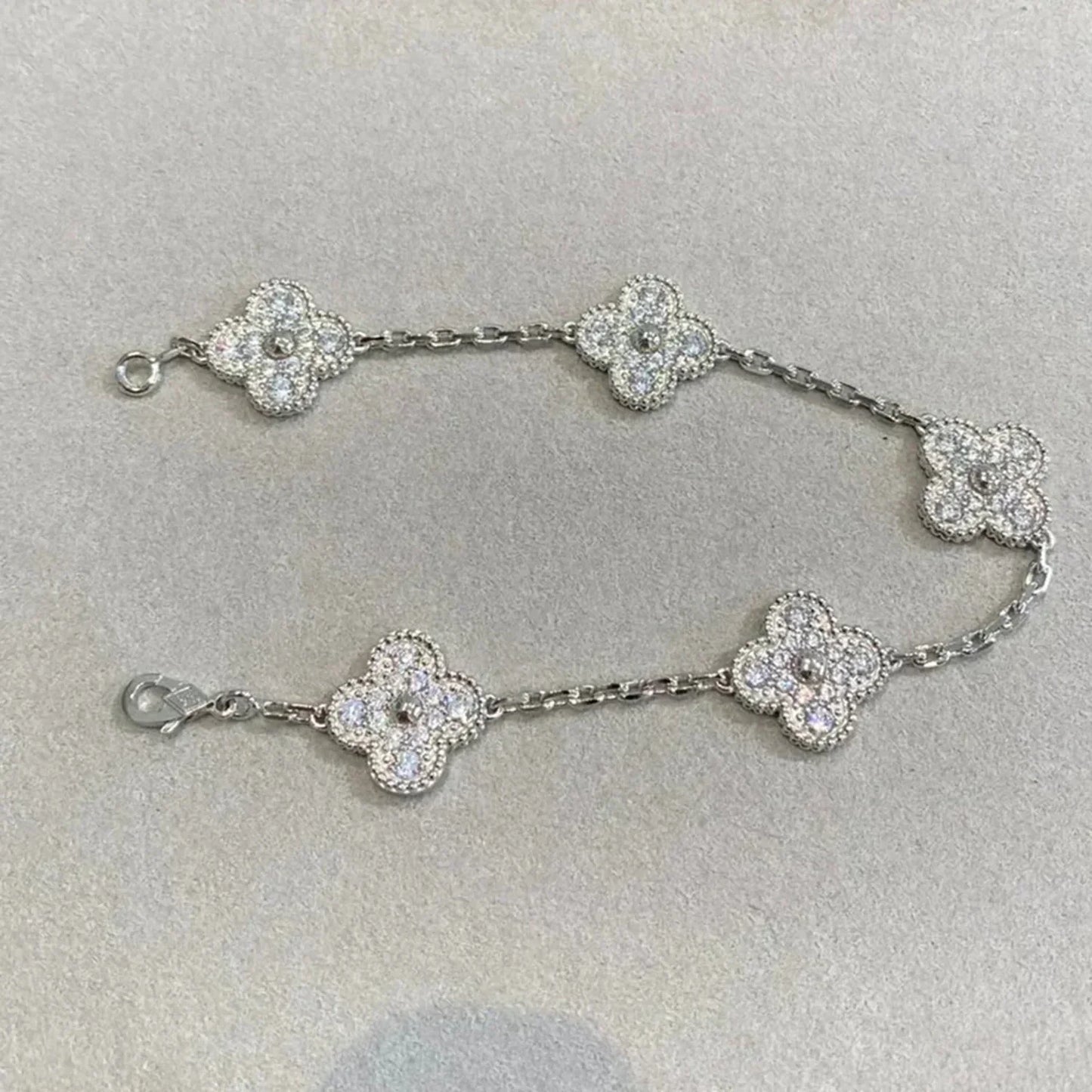 [Perla Lux]CLOVER 5 MOTIFS  DIAMOND BRACELET SILVER
