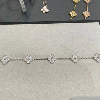 [Perla Lux]CLOVER 5 MOTIFS  DIAMOND BRACELET SILVER