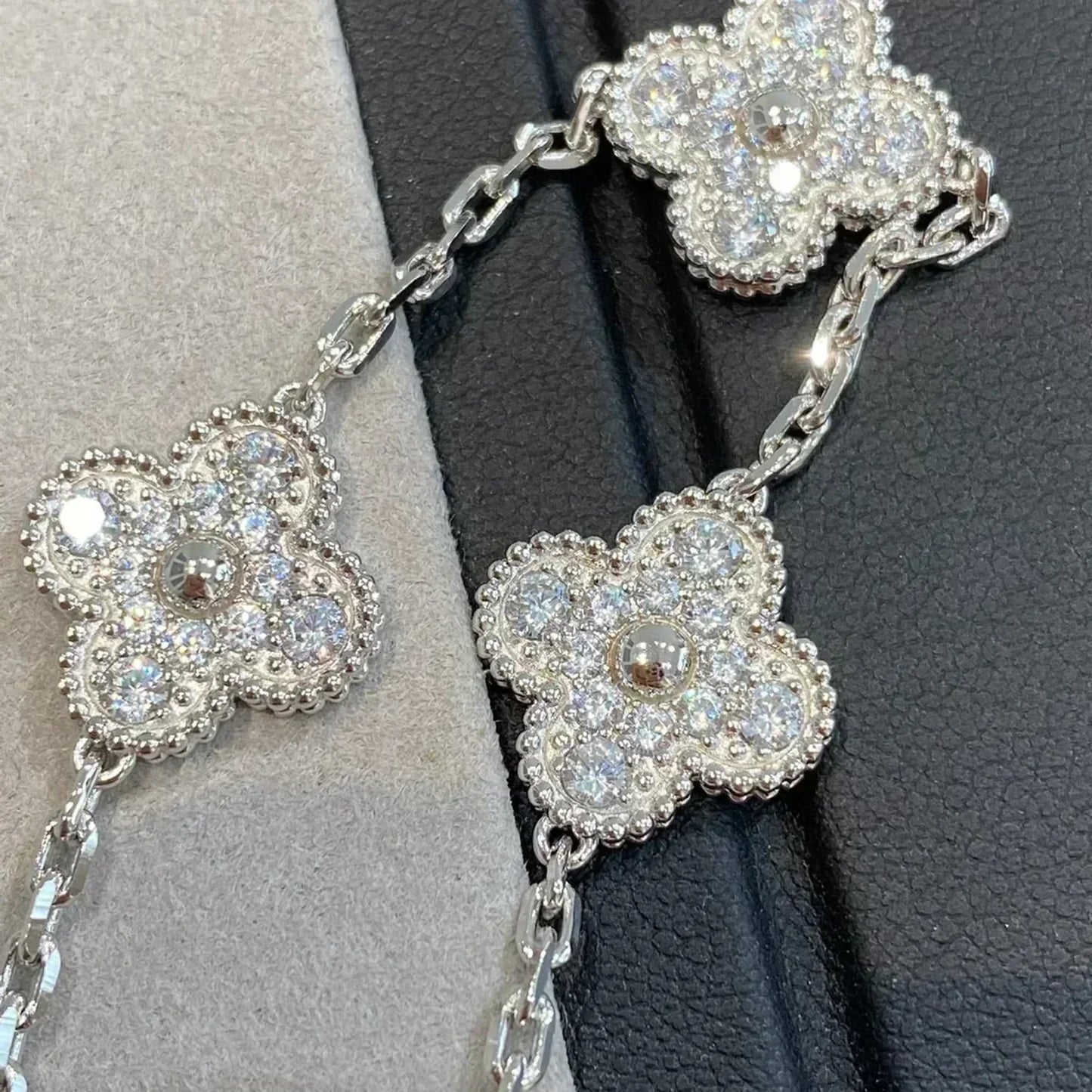 [Perla Lux]CLOVER 5 MOTIFS  DIAMOND BRACELET SILVER