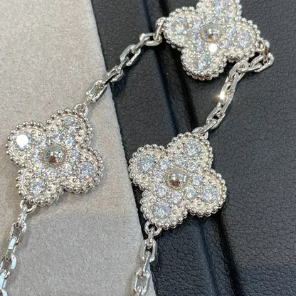 [Perla Lux]CLOVER 5 MOTIFS  DIAMOND BRACELET SILVER