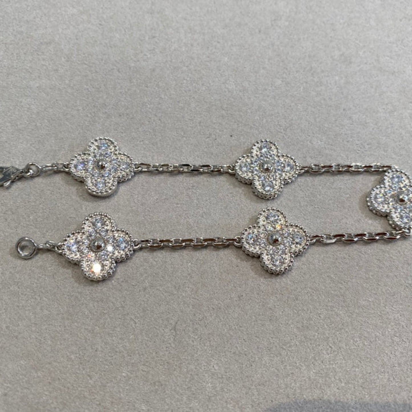 [Perla Lux]CLOVER 5 MOTIFS  DIAMOND BRACELET SILVER