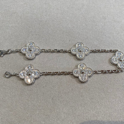[Perla Lux]CLOVER 5 MOTIFS  DIAMOND BRACELET SILVER
