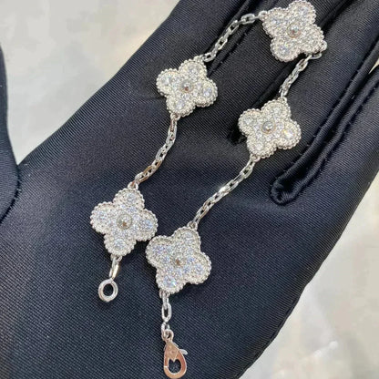 [Perla Lux]CLOVER 5 MOTIFS  DIAMOND BRACELET SILVER