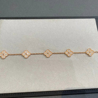 [Perla Lux]CLOVER 5 MOTIFS  FULL DIAMOND BRACELET