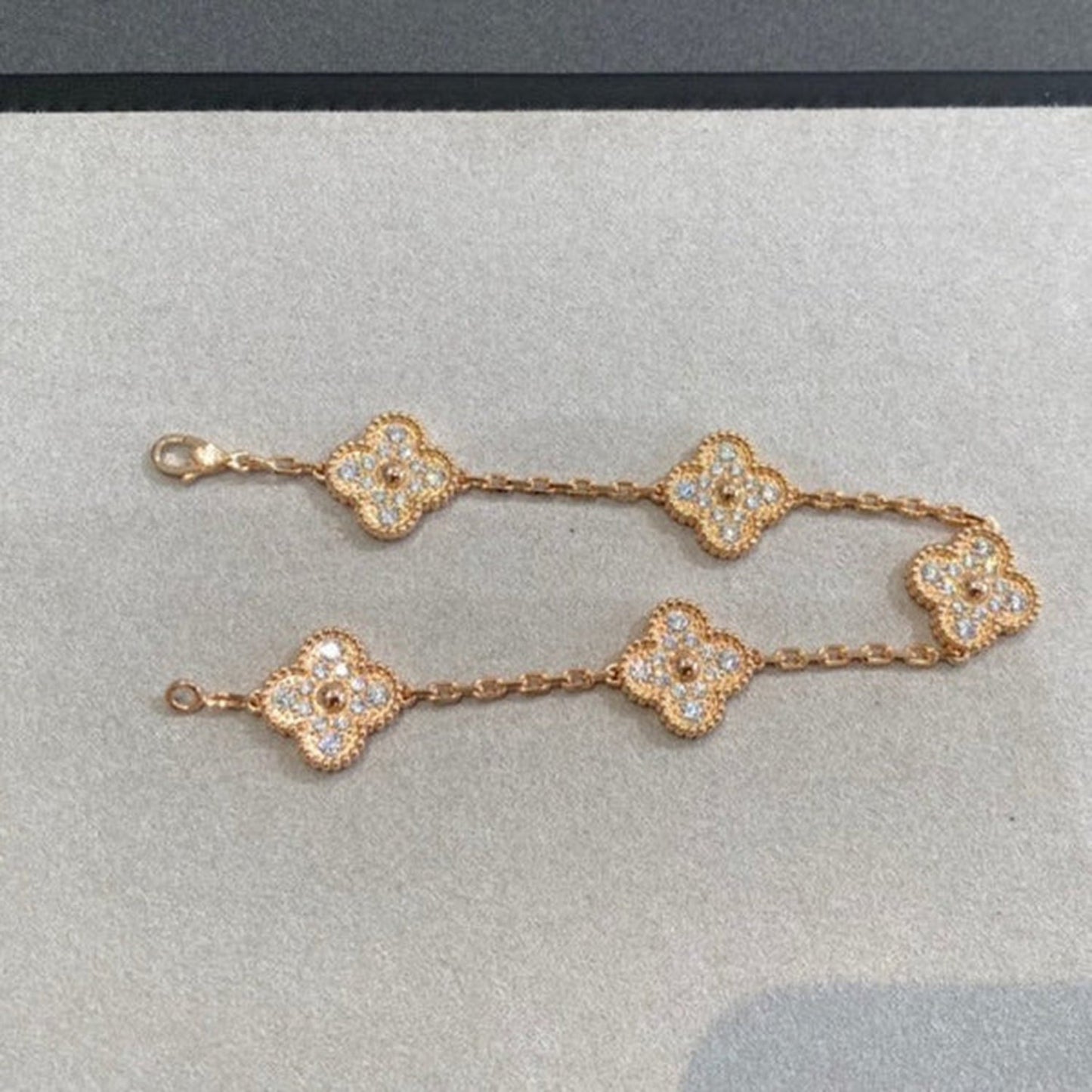 [Perla Lux]CLOVER 5 MOTIFS  FULL DIAMOND BRACELET