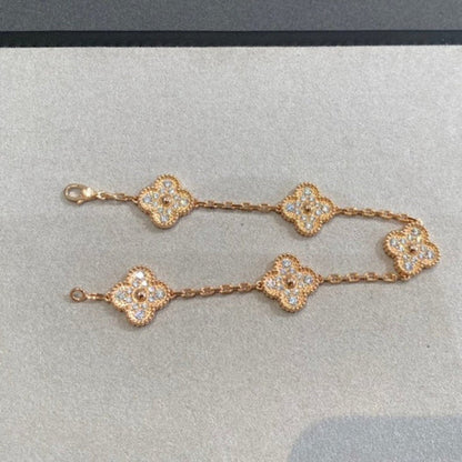 [Perla Lux]CLOVER 5 MOTIFS  FULL DIAMOND BRACELET
