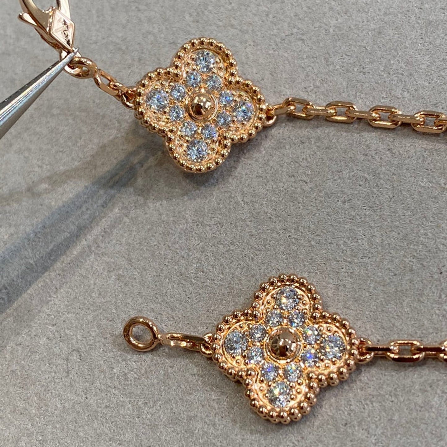 [Perla Lux]CLOVER 5 MOTIFS  FULL DIAMOND BRACELET