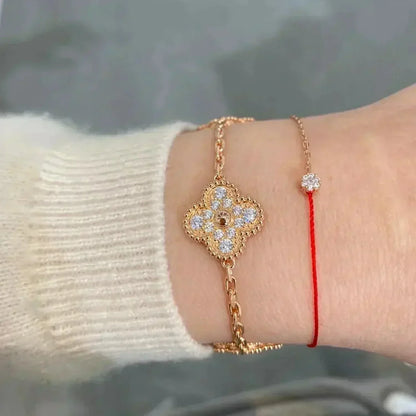 [Perla Lux]CLOVER 5 MOTIFS  FULL DIAMOND BRACELET