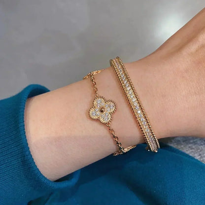 [Perla Lux]CLOVER 5 MOTIFS  FULL DIAMOND BRACELET