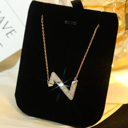 [Perla Lux]VOLT SILVER DIAMOND PEDANT NECKLACE