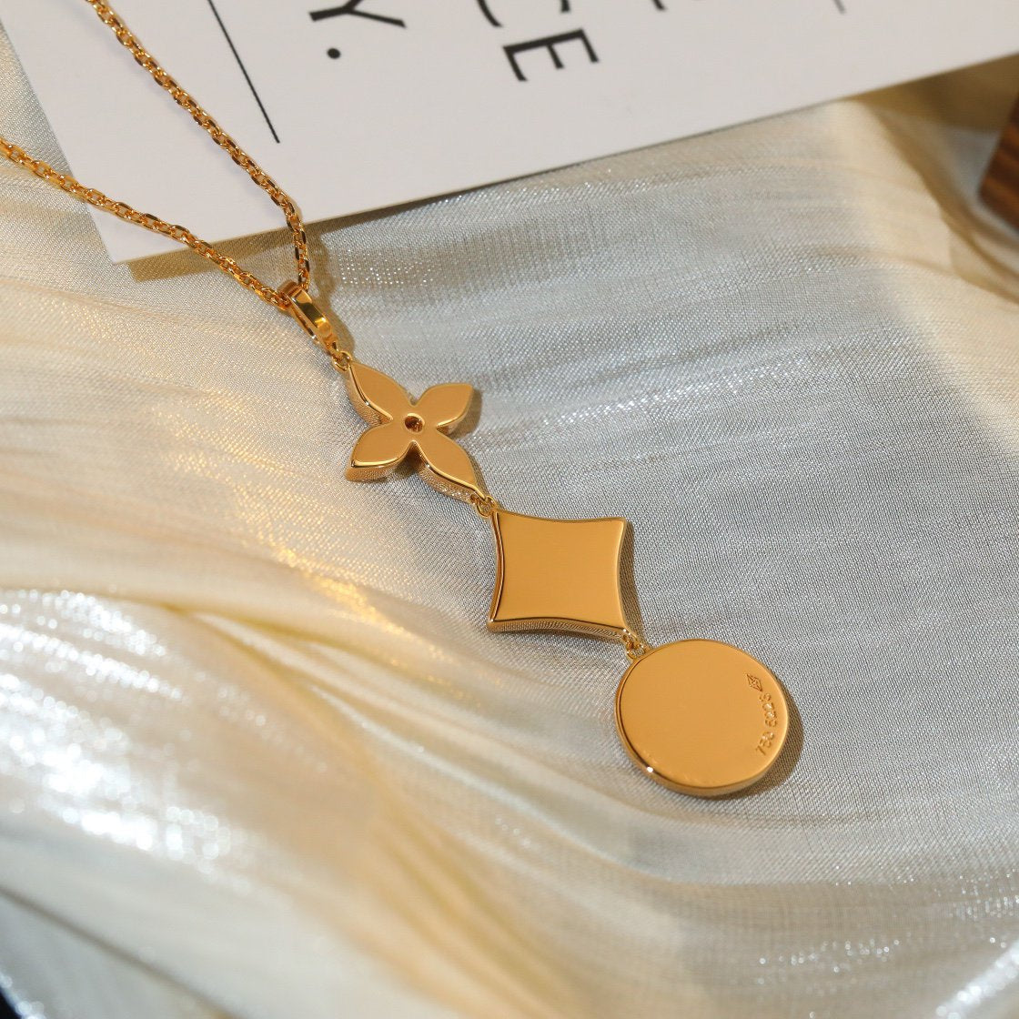 [Perla Lux]STAR AND SUN DIAMOND PINK GOLD NECKLACE