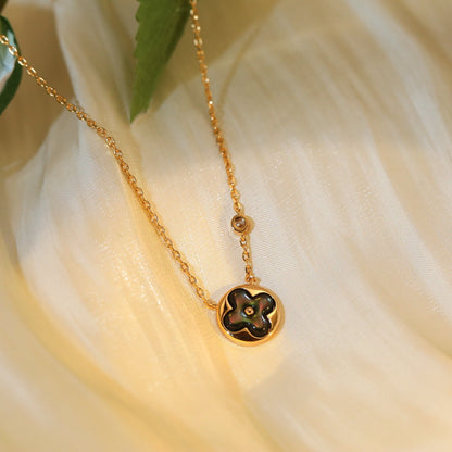 [Perla Lux]SUN PEDANT PINK GOLD 1 DIAMOND NECKLACE