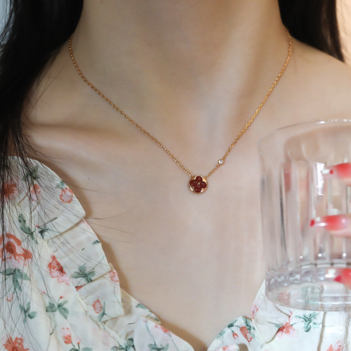 [Perla Lux]SUN PEDANT PINK GOLD 1 DIAMOND NECKLACE