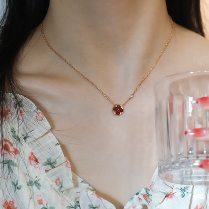 [Perla Lux]SUN PEDANT PINK GOLD 1 DIAMOND NECKLACE