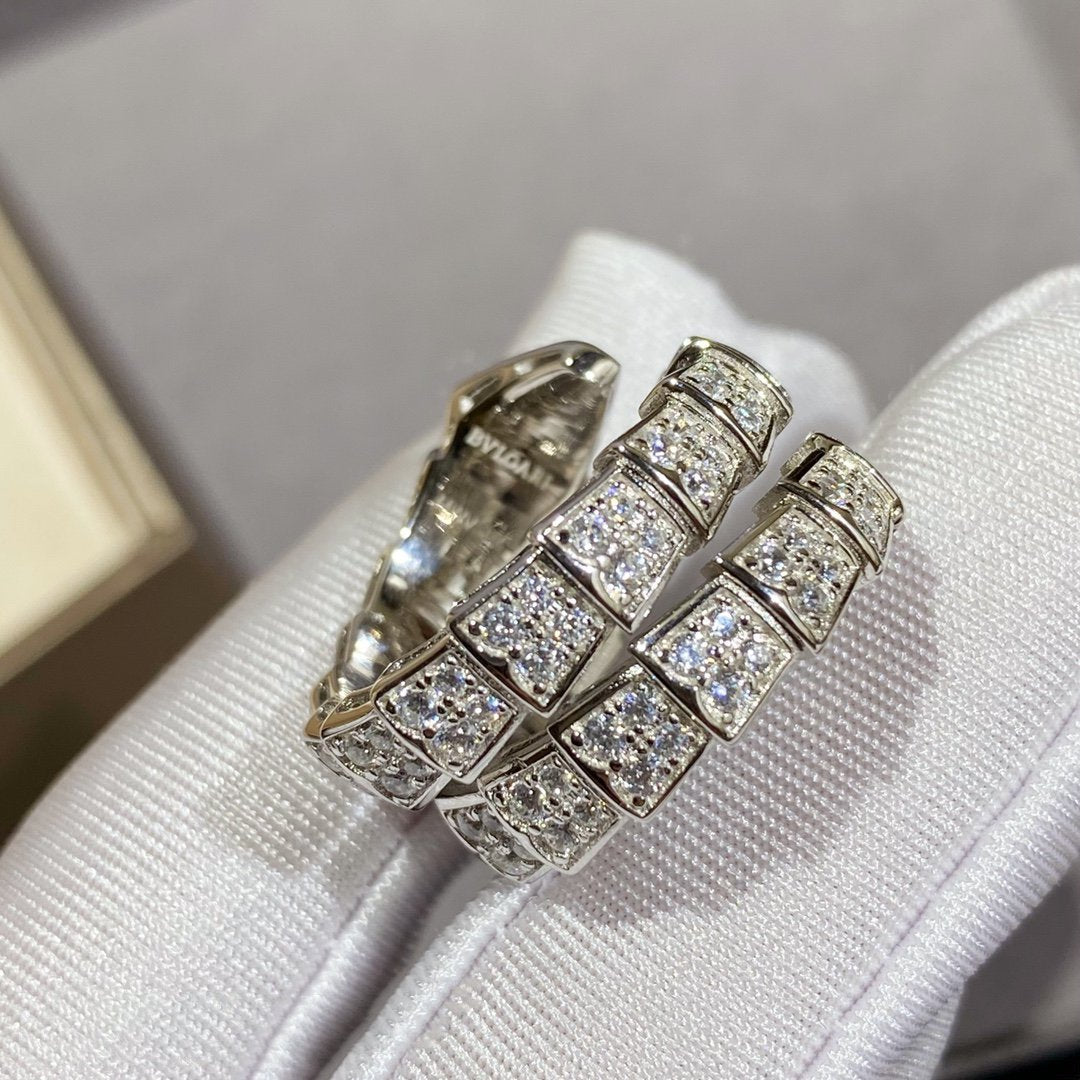[Perla Lux]SERPENTI DOUBLE RING SILVER DIAMOND PAVED