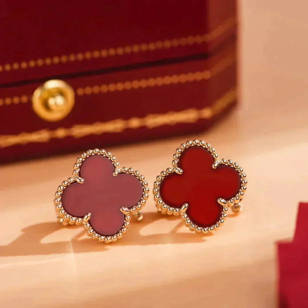 [Perla Lux]CLOVER MEDIUM 1 MOTIFS CARNELIAN  EARRINGS