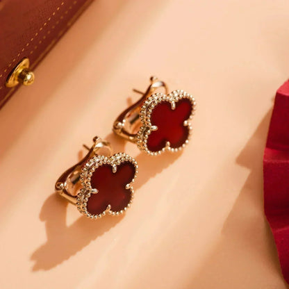 [Perla Lux]CLOVER MEDIUM 1 MOTIFS CARNELIAN  EARRINGS