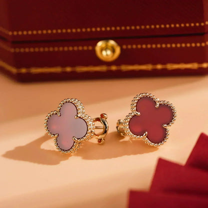 [Perla Lux]CLOVER MEDIUM 1 MOTIFS CARNELIAN  EARRINGS