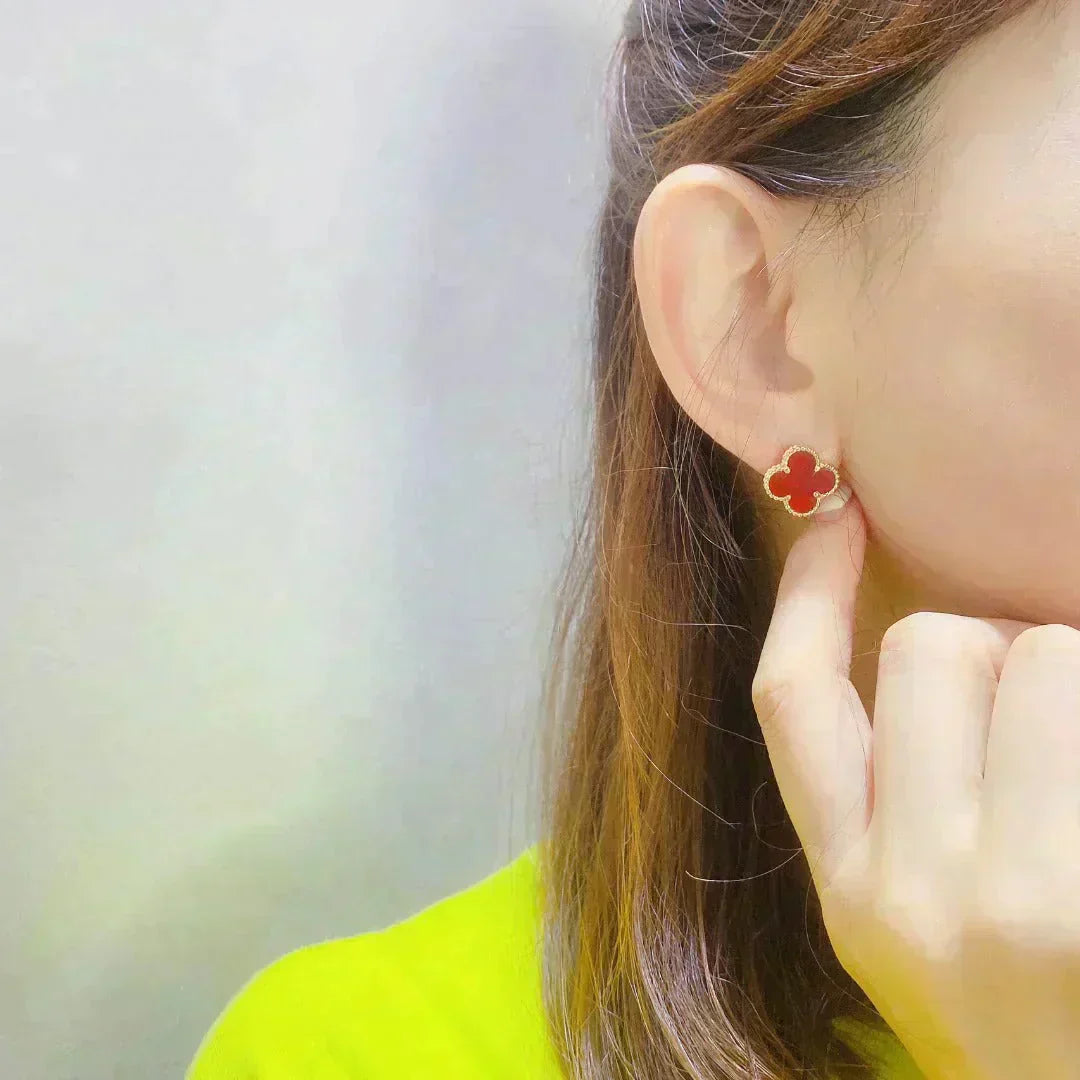 [Perla Lux]CLOVER MEDIUM 1 MOTIFS CARNELIAN  EARRINGS